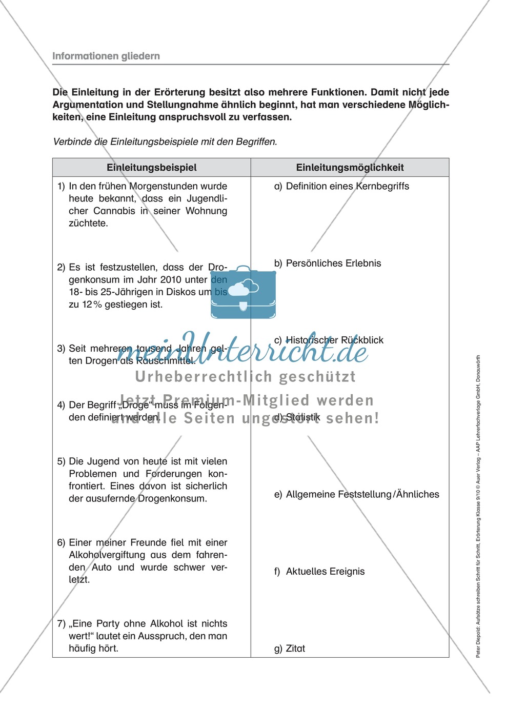 Erörterung - Informationen gliedern: Übungen + Lösungen Preview 5