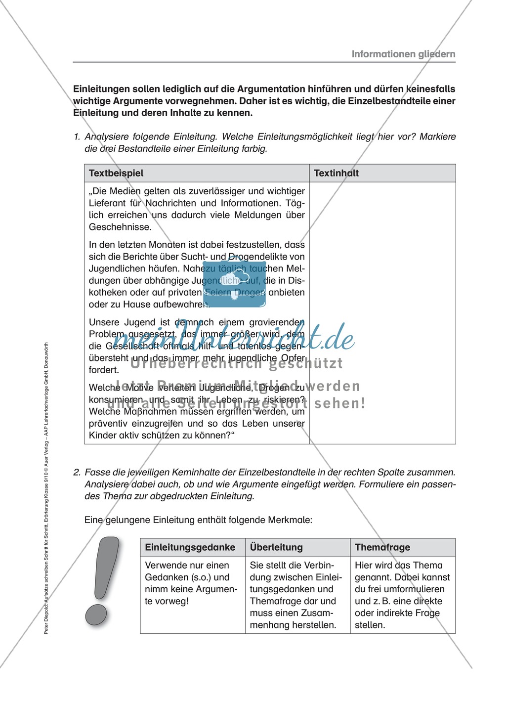 Erörterung - Informationen gliedern: Übungen + Lösungen Preview 6