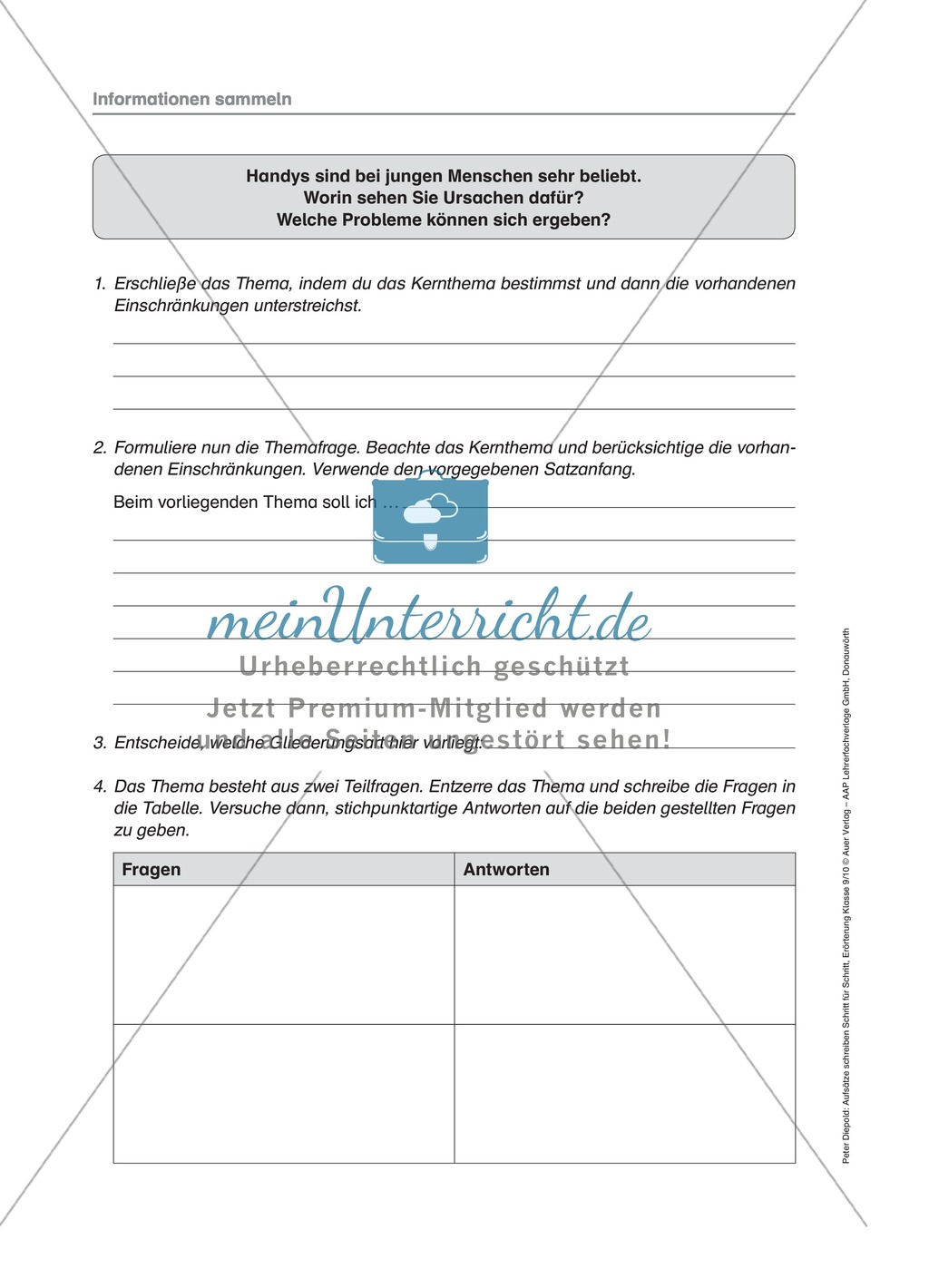 Information sammeln: Erörterung + Lösungen Preview 1
