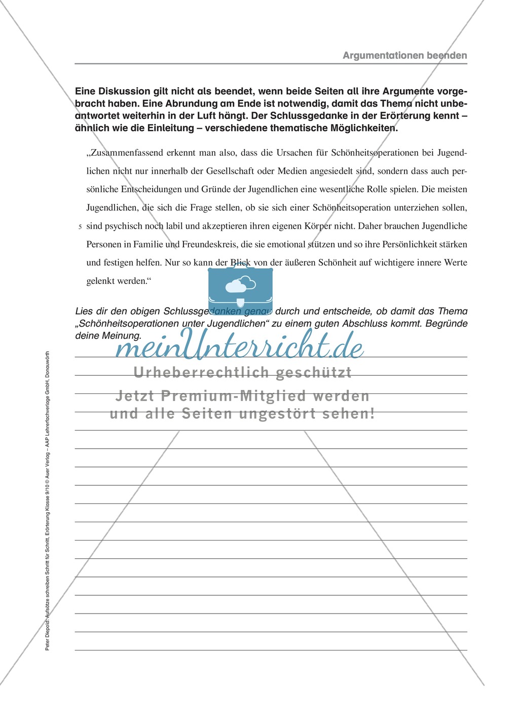 Argumentation in einer Erörterung beenden: Übungen und Lösung Preview 1