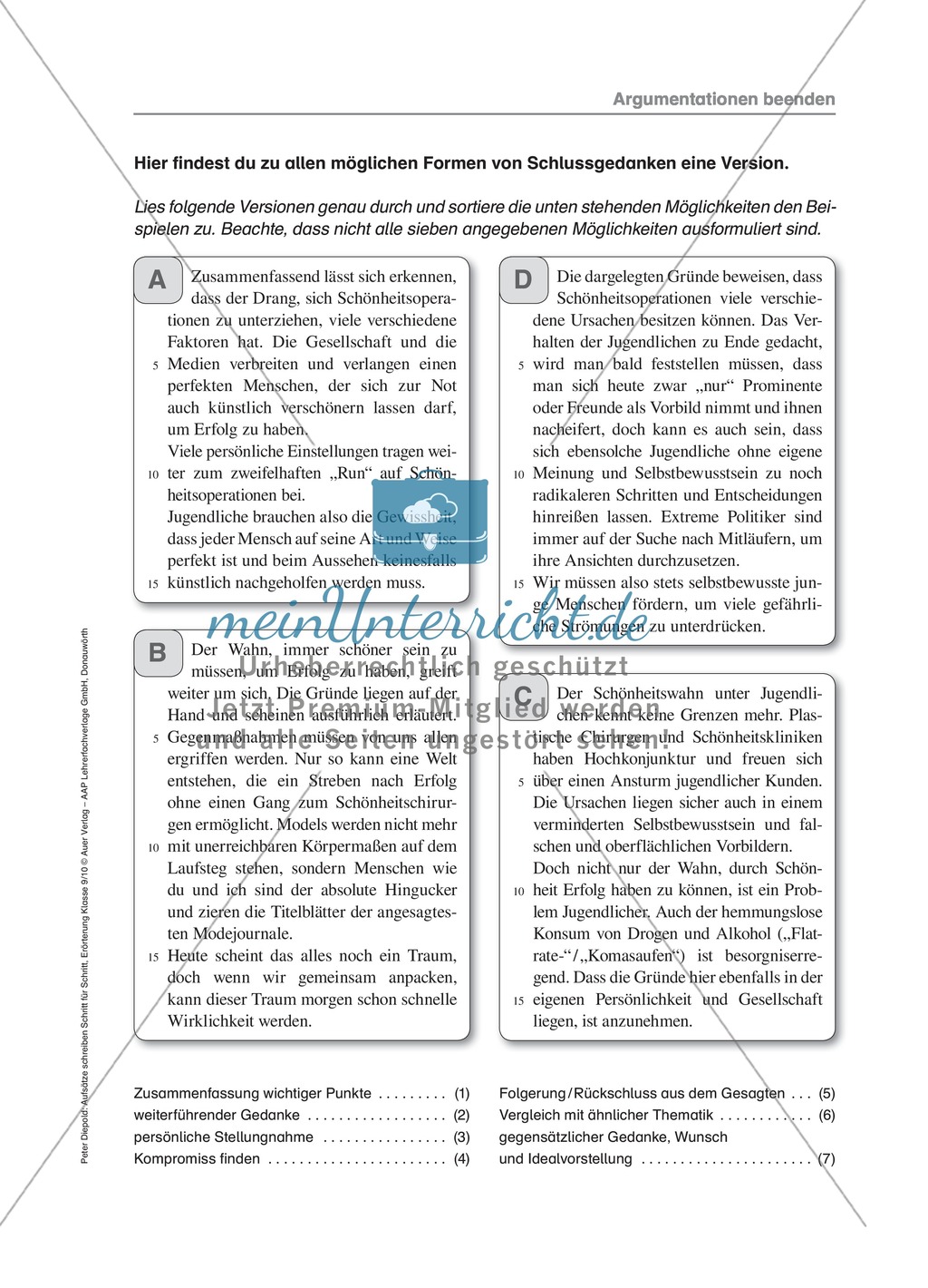 Argumentation in einer Erörterung beenden: Übungen und Lösung Preview 3