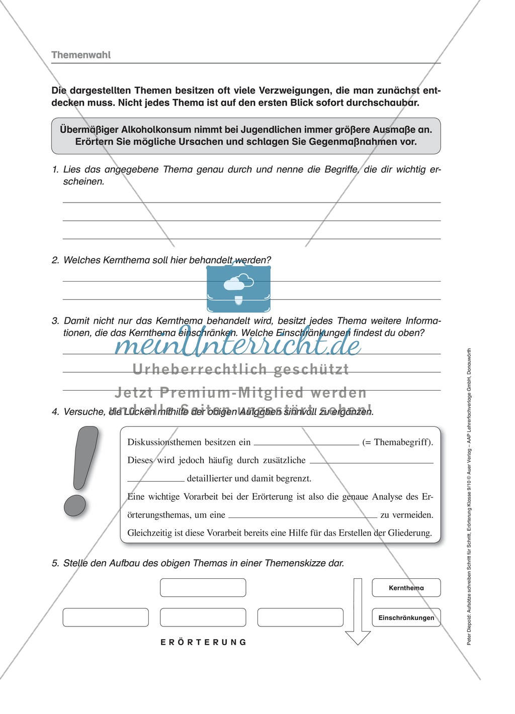 Themenwahl Erörterung: Übung und Lösung Preview 2