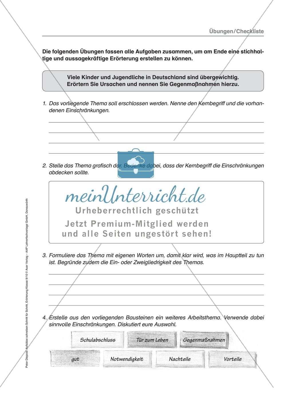 Die Erörterung: Checkliste, Übungen und Lösung Preview 1
