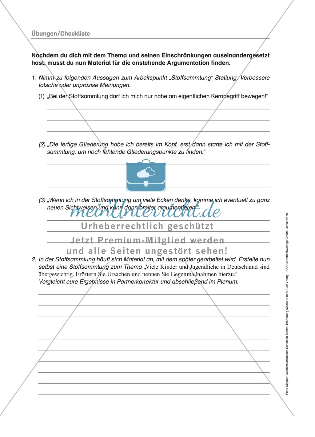 Die Erörterung: Checkliste, Übungen und Lösung Preview 2