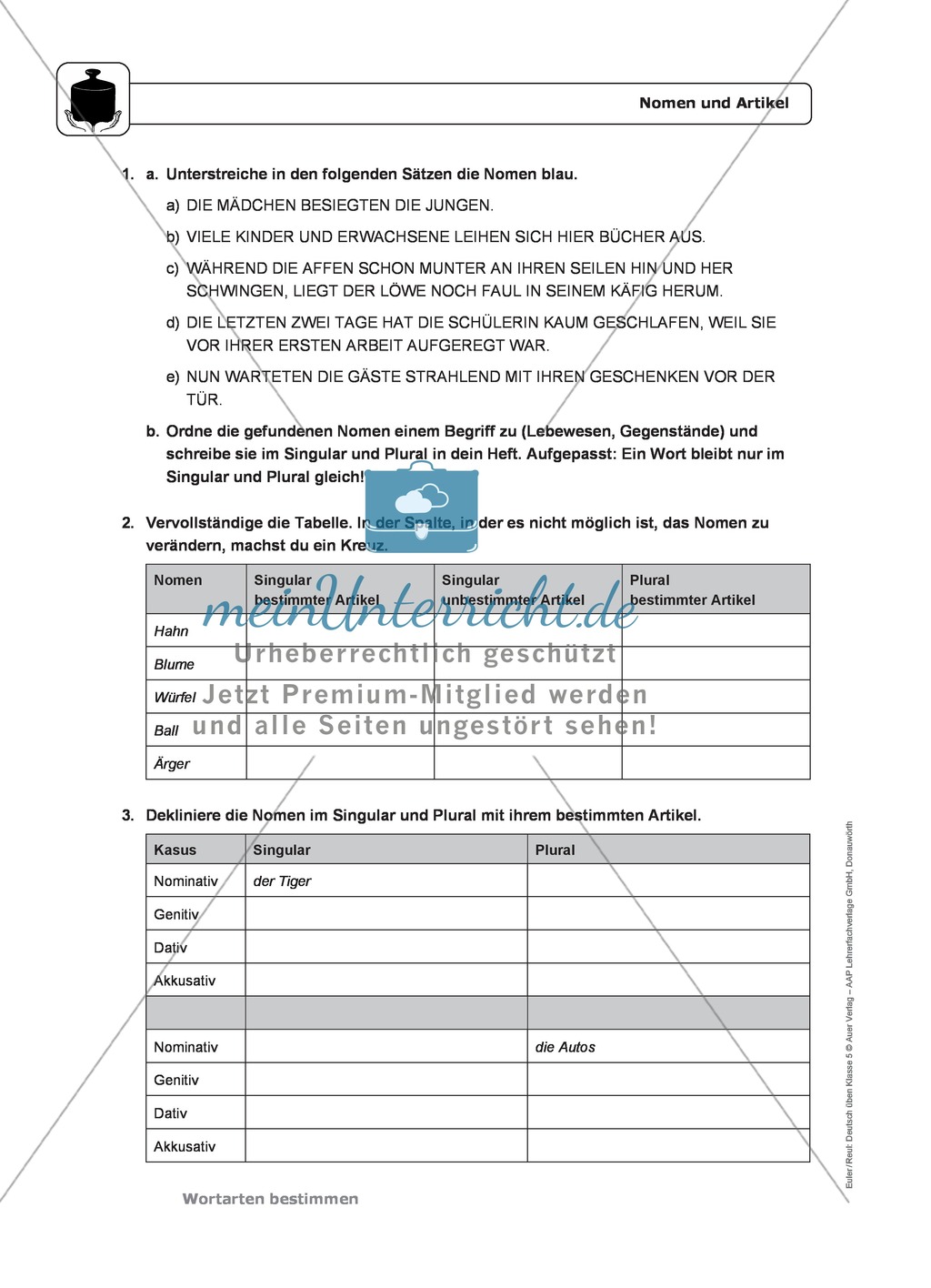 Wortarten: Nomen und Artikel: Regeln, Arbeitsblätter und Lösungen Preview 4