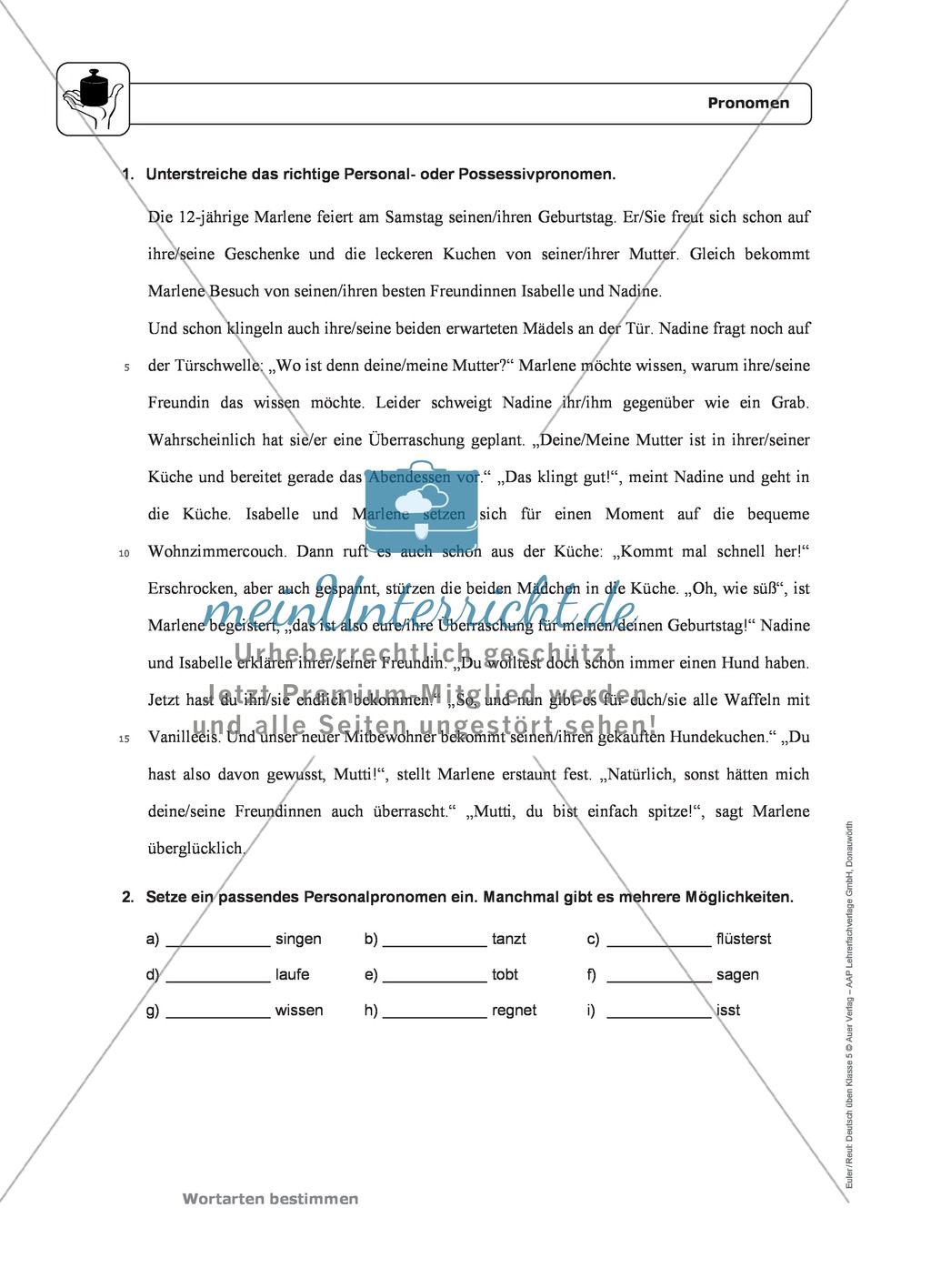 Wortarten: Pronomen: Regeln, Arbeitsblätter und Lösungen Preview 2