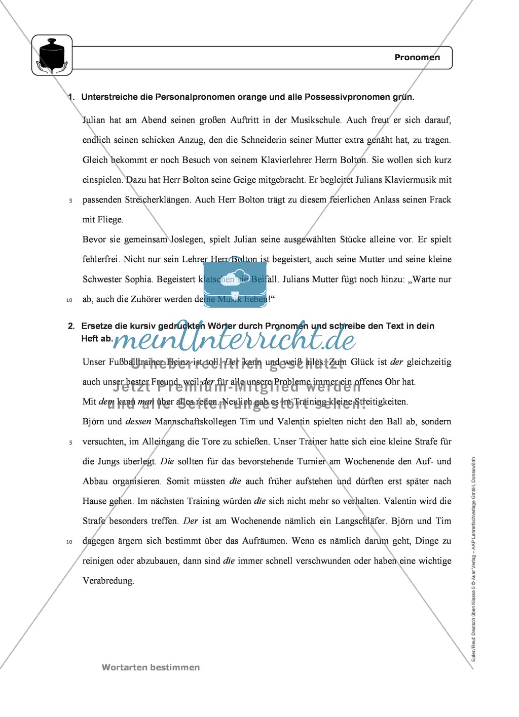 Wortarten: Pronomen: Regeln, Arbeitsblätter und Lösungen Preview 4