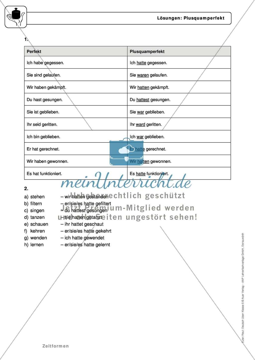 Zeitformen: Präsens: Regeln, Arbeitsblätter und Lösungen Preview 4