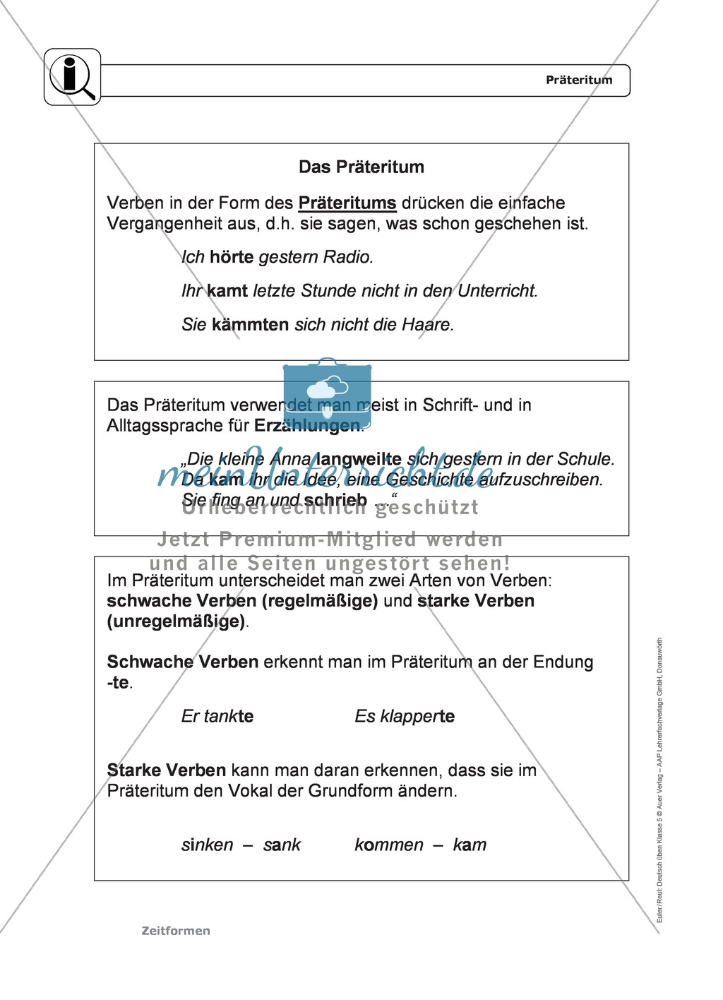 Zeitformen: Präteritum: Regeln, Arbeitsblätter und Lösungen Preview 1