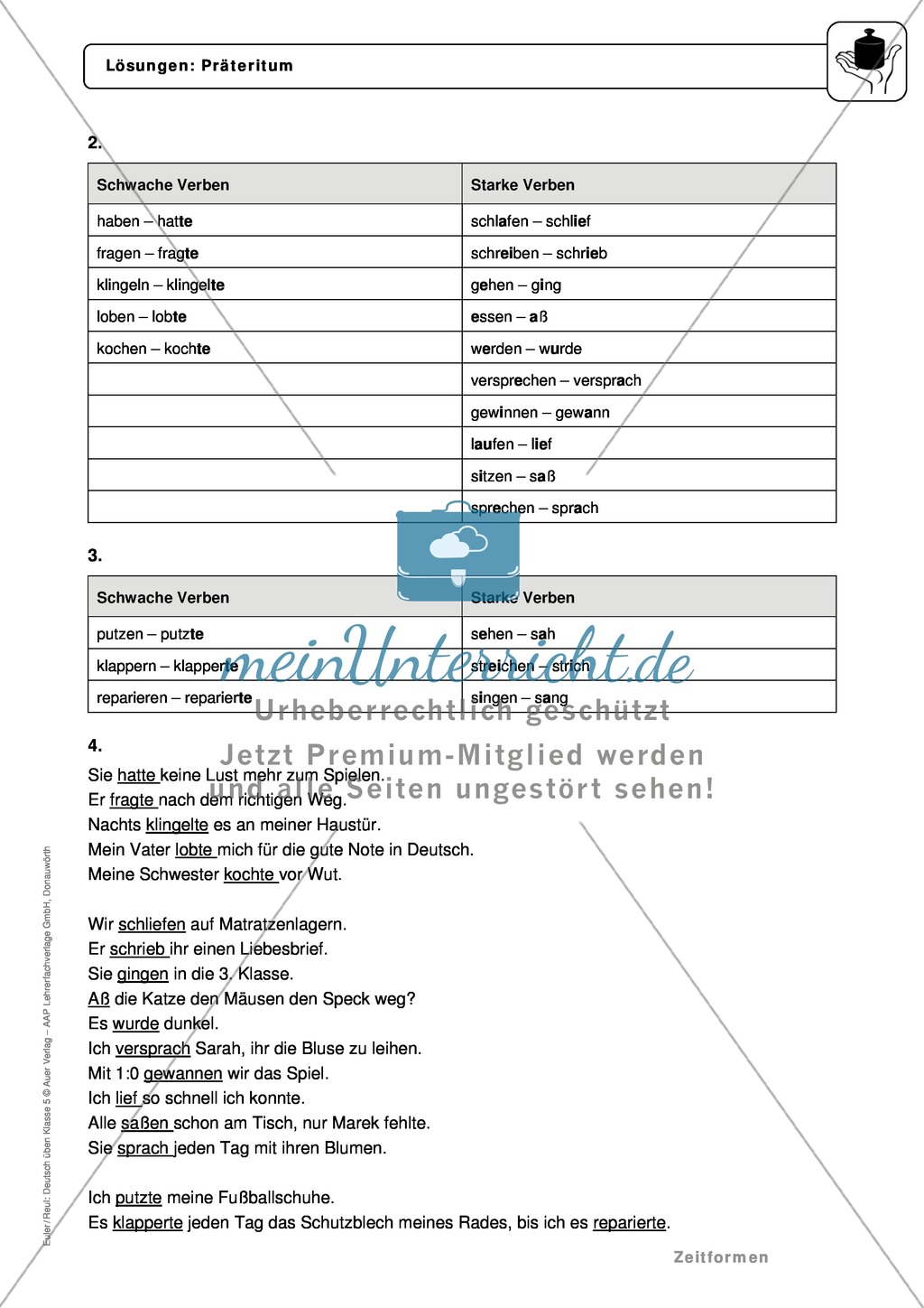 Zeitformen: Präteritum: Regeln, Arbeitsblätter und Lösungen Preview 4