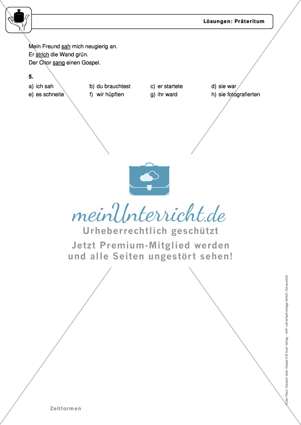 Zeitformen: Präteritum: Regeln, Arbeitsblätter und Lösungen Preview 5