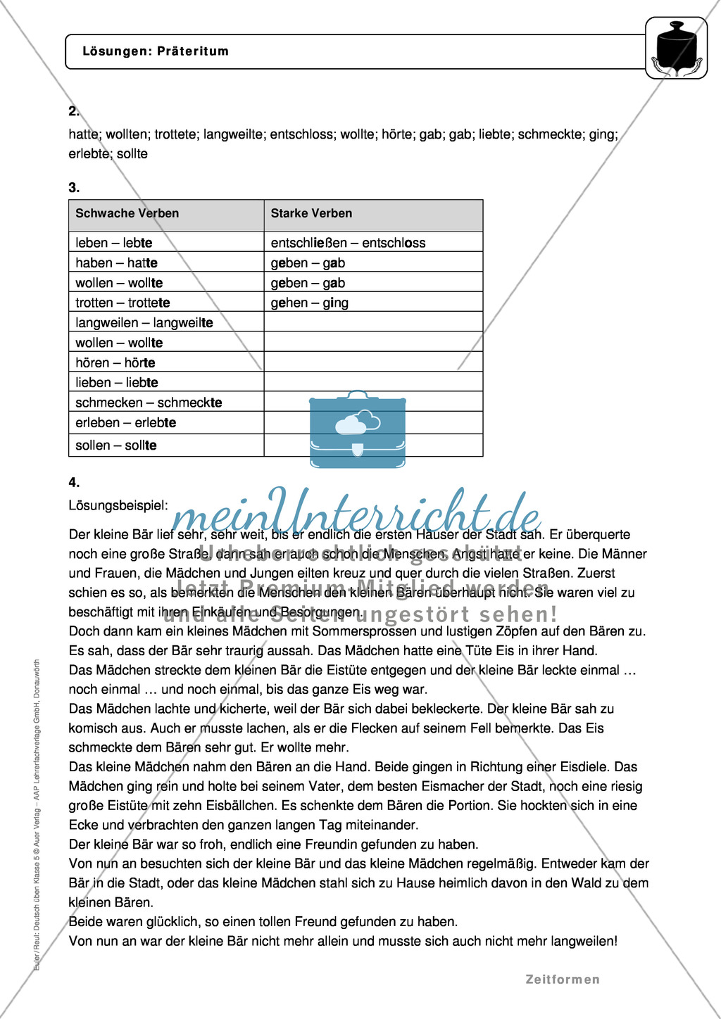 Zeitformen: Präteritum: Regeln, Arbeitsblätter und Lösungen Preview 6