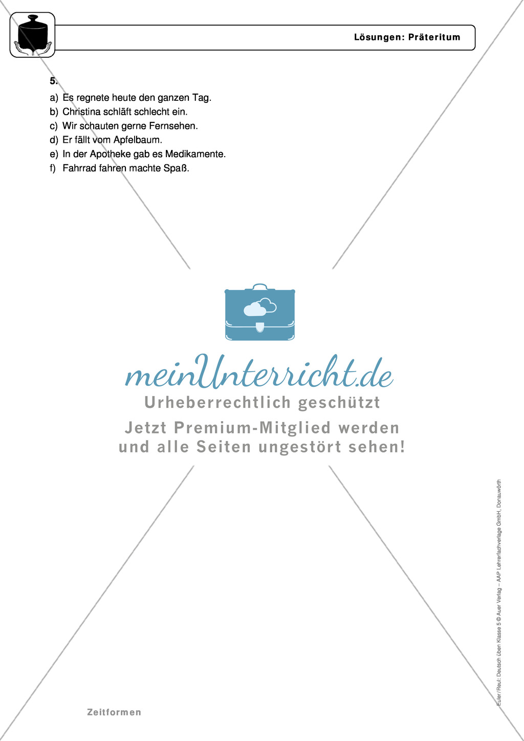 Zeitformen: Präteritum: Regeln, Arbeitsblätter und Lösungen Preview 7