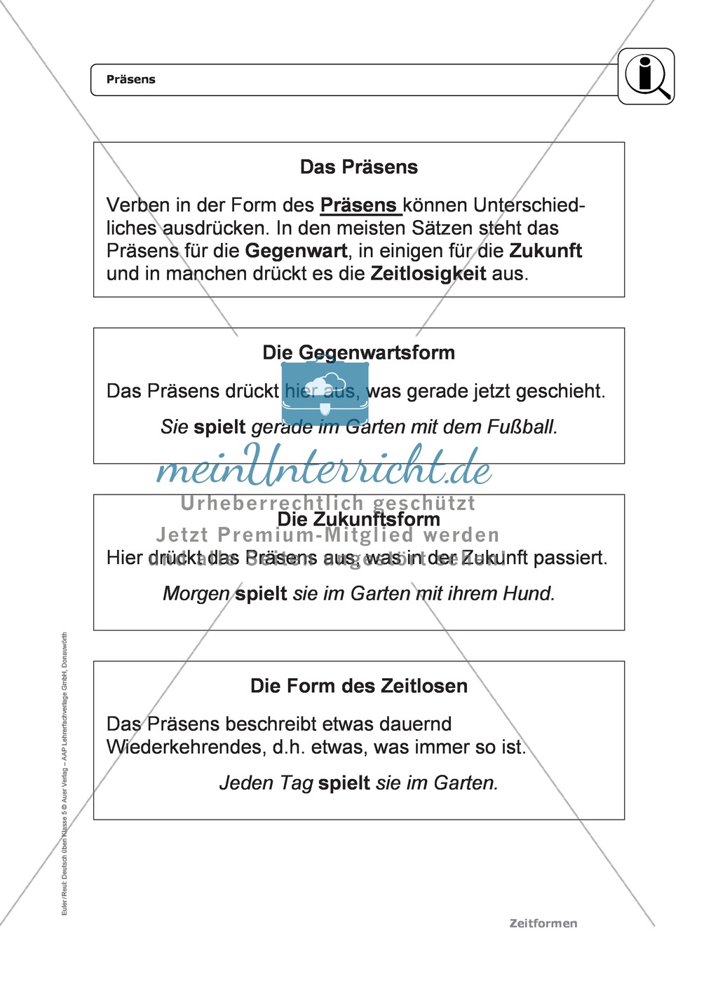 Zeitformen: Präsens: Regeln, Arbeitsblätter und Lösungen Preview 1