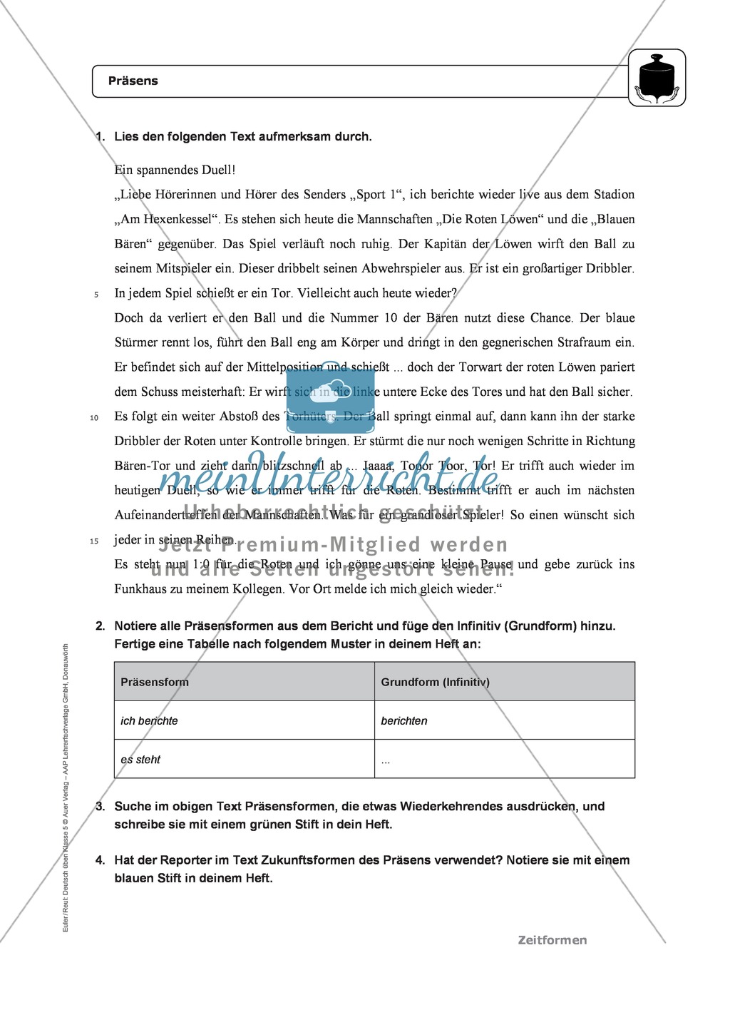 Zeitformen: Präsens: Regeln, Arbeitsblätter und Lösungen Preview 3