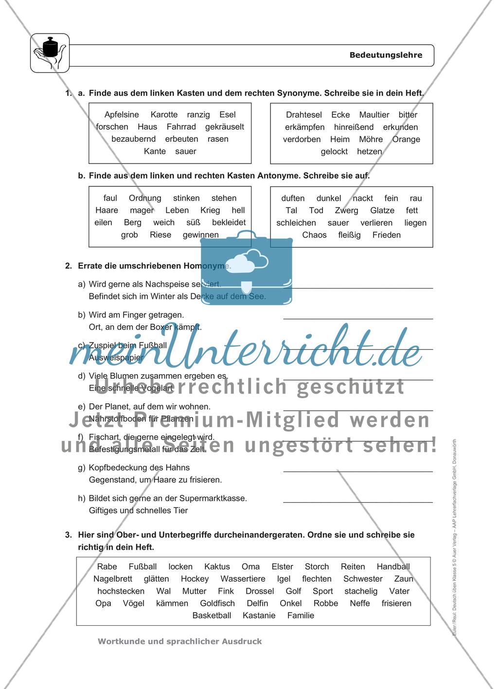 Deutsch üben Klasse 5 Wortkunde meinUnterricht