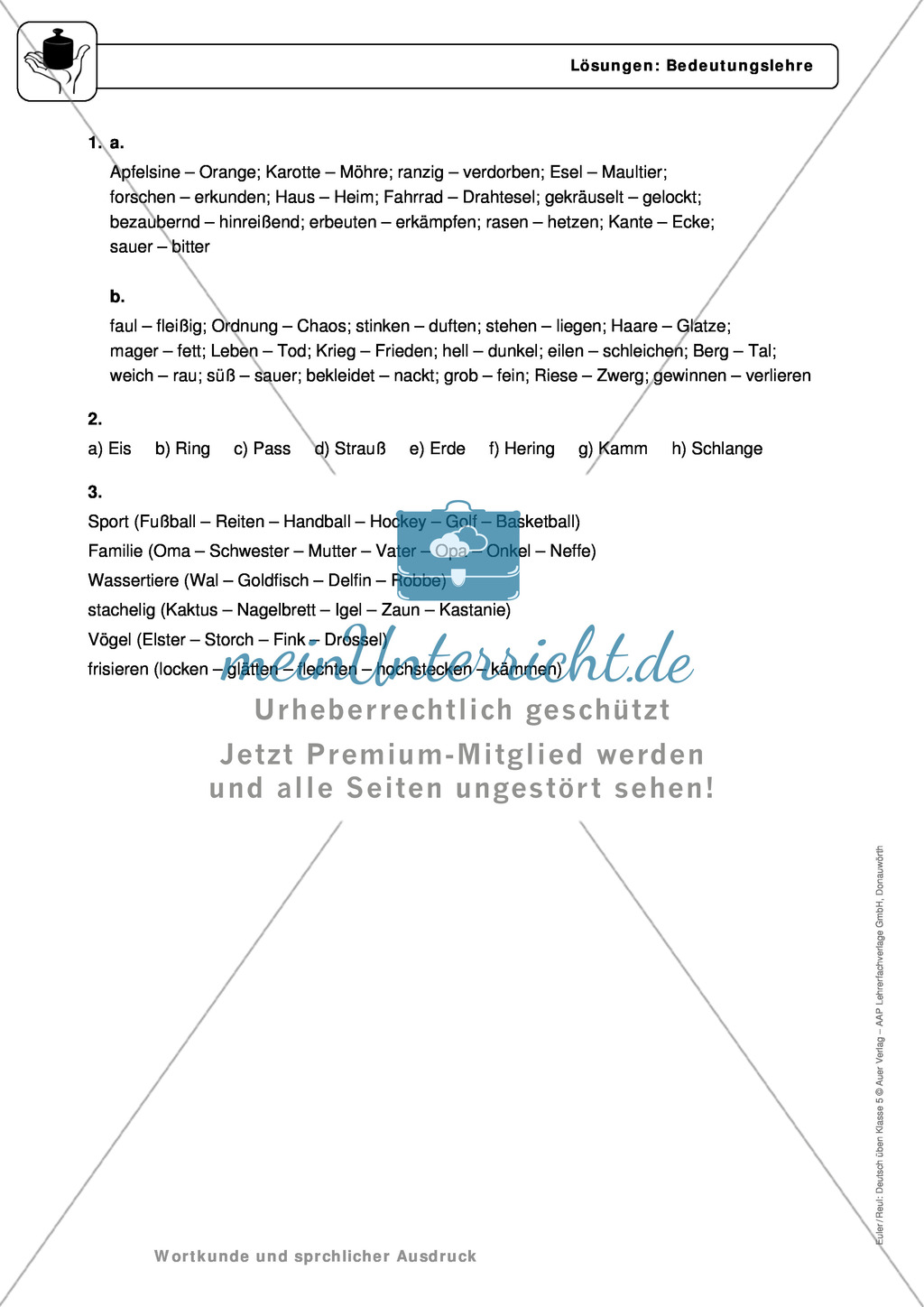 Wortkunde: Bedeutungslehre: Regeln, Arbeitsblätter und Lösungen Preview 4