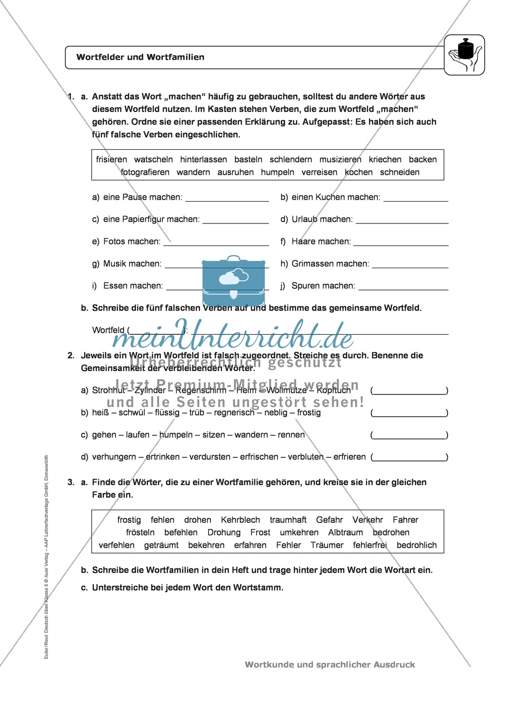 Wortkunde: Wortfelder und Wortfamilien: Regeln, Arbeitsblätter und Lösungen Preview 2