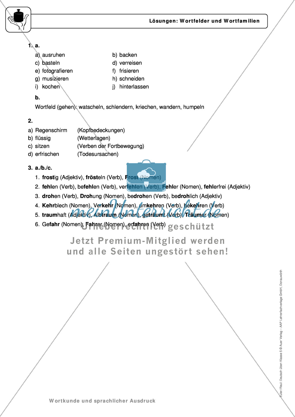 Wortkunde: Wortfelder und Wortfamilien: Regeln, Arbeitsblätter und Lösungen Preview 4