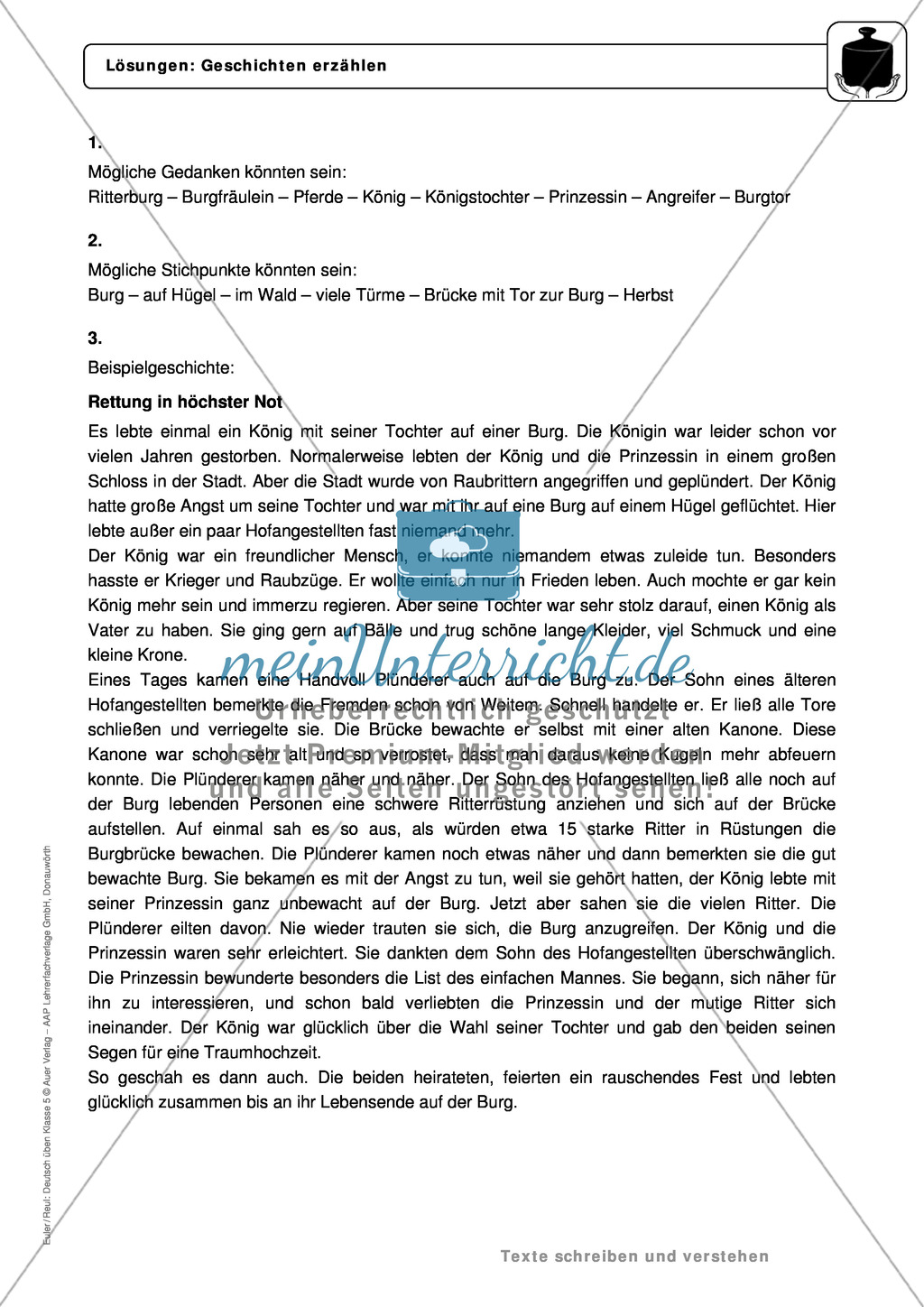 Schreiben: Geschichten erzählen: wichtige Hinweise, Übungen und Lösungen Preview 5