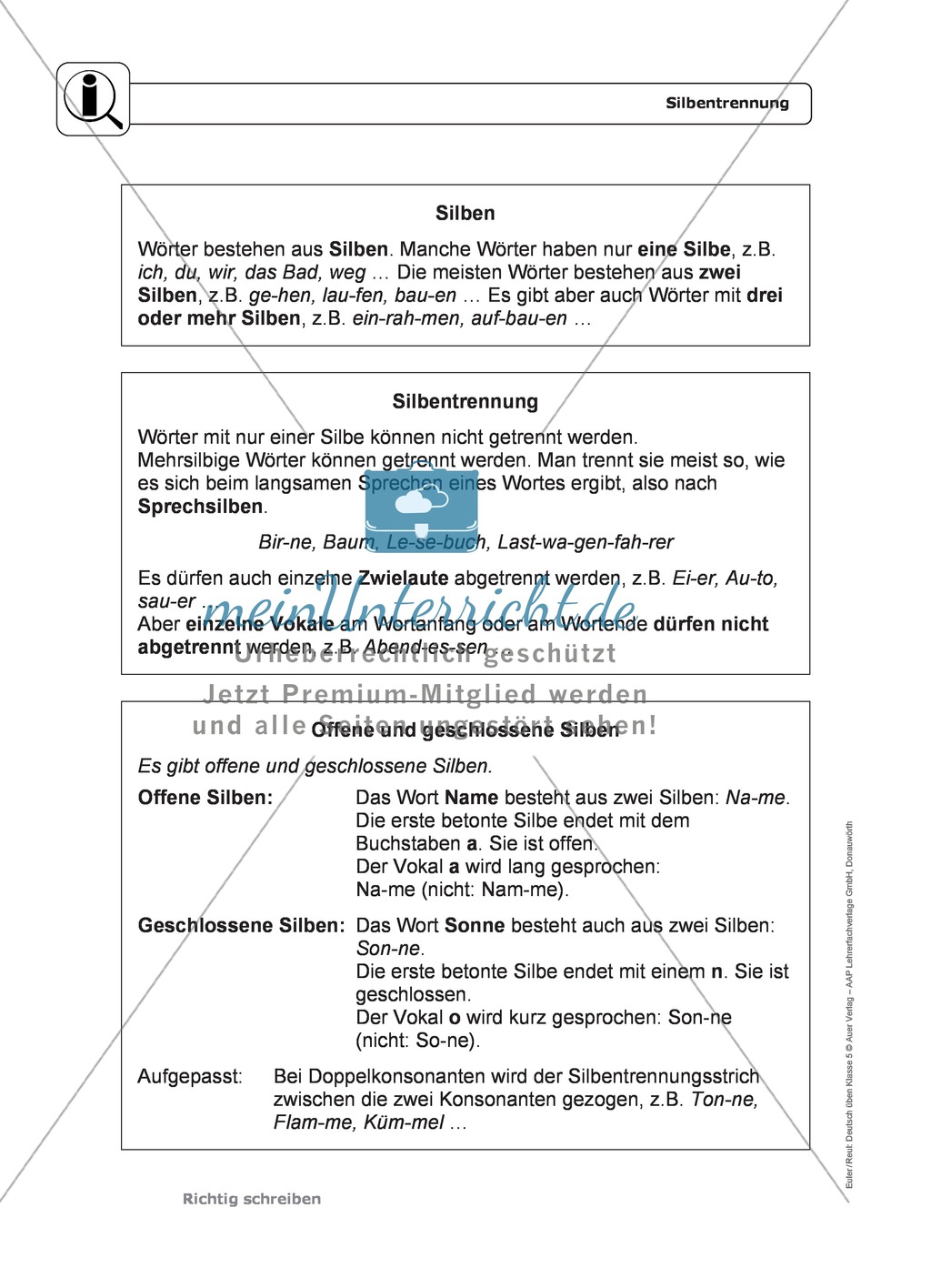 Rechtschreibung: Silbentrennung: Regeln, Arbeitsblätter und Lösungen Preview 1
