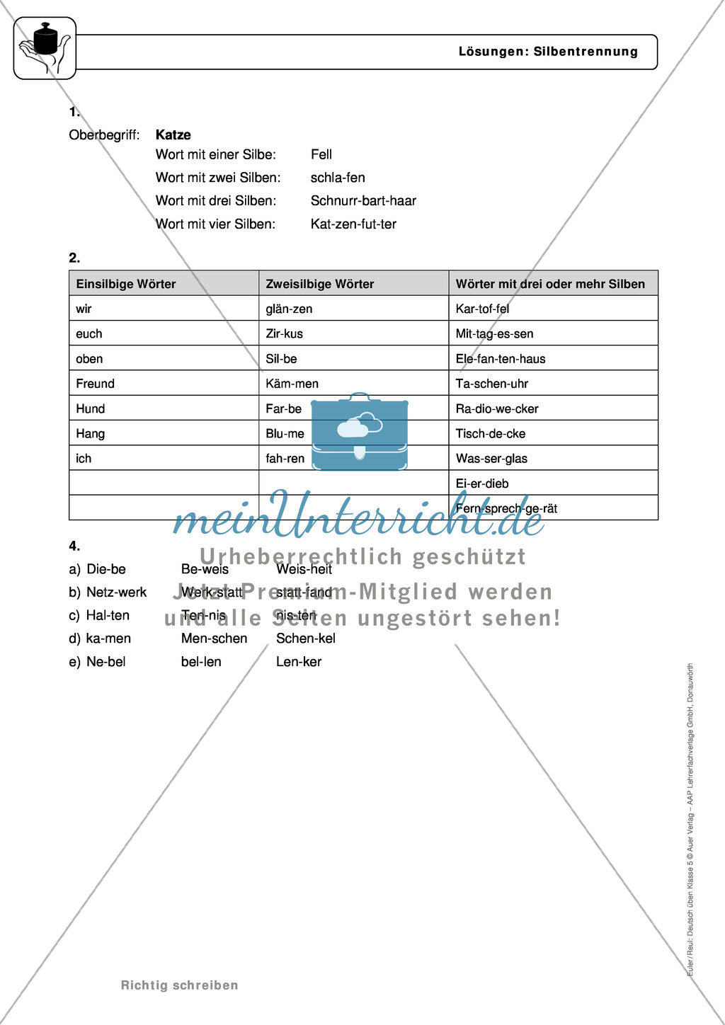 Rechtschreibung: Silbentrennung: Regeln, Arbeitsblätter und Lösungen Preview 4