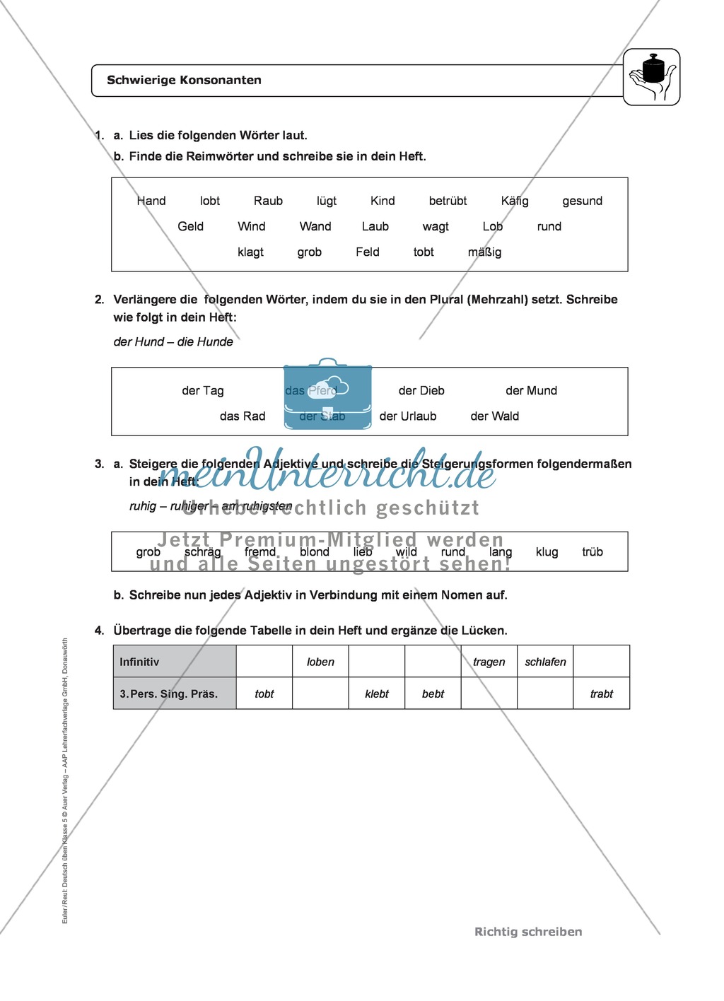 Rechtschreibung: schwierige Konsonanten: Regeln, Arbeitsblätter und Lösungen Preview 2