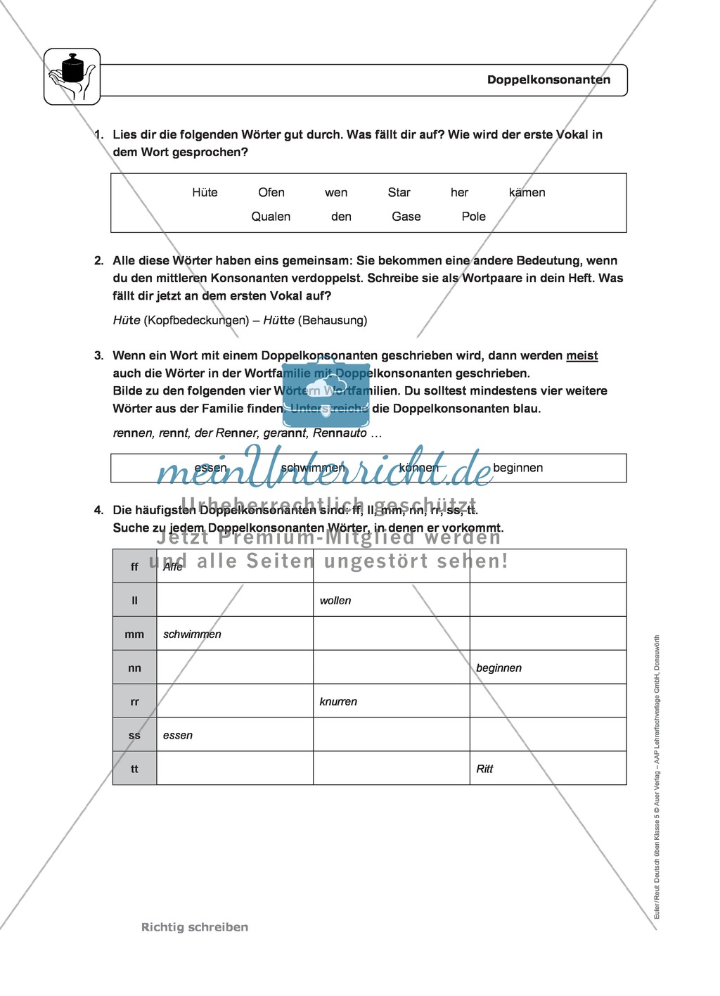 Rechtschreibung: Doppelkonsonanten: Regeln, Arbeitsblätter und Lösungen Preview 2