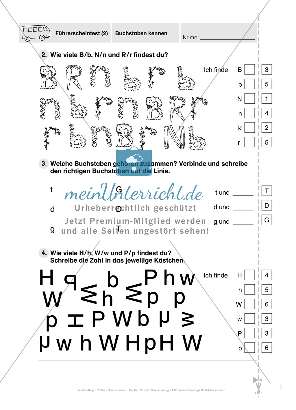 Führerschein - Buchstaben kennen: Vortest, Führerschein, Übungen und Tests Preview 13