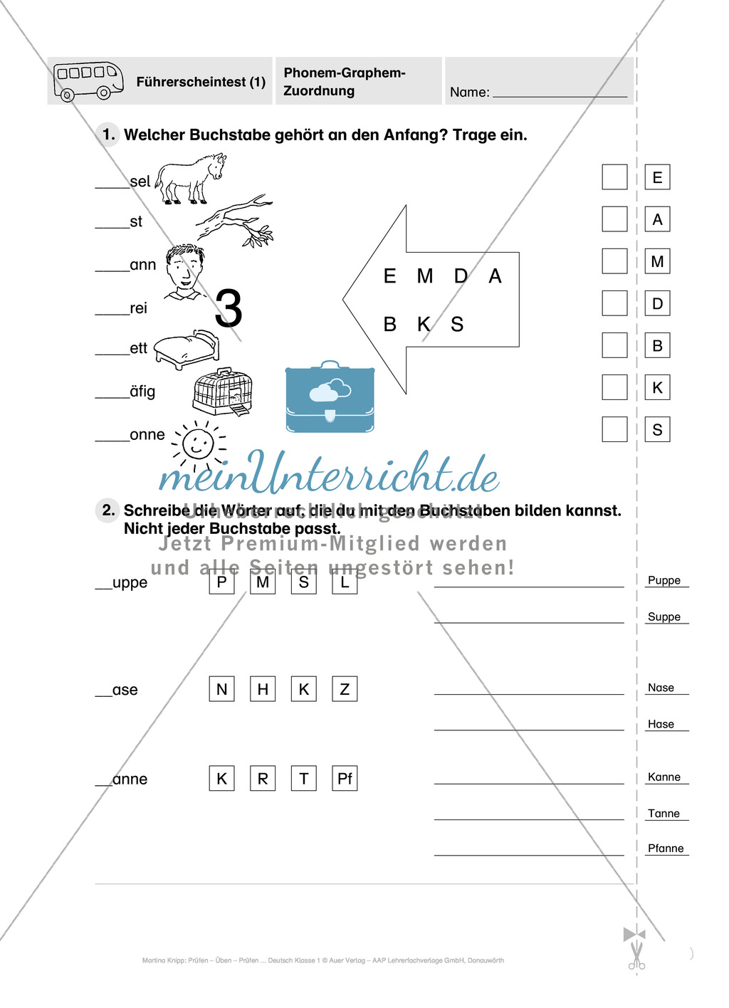 Führerschein Phonem-Graphem-Zuordnung: Vorwort, Führerschein, Übungen und Tests Preview 15