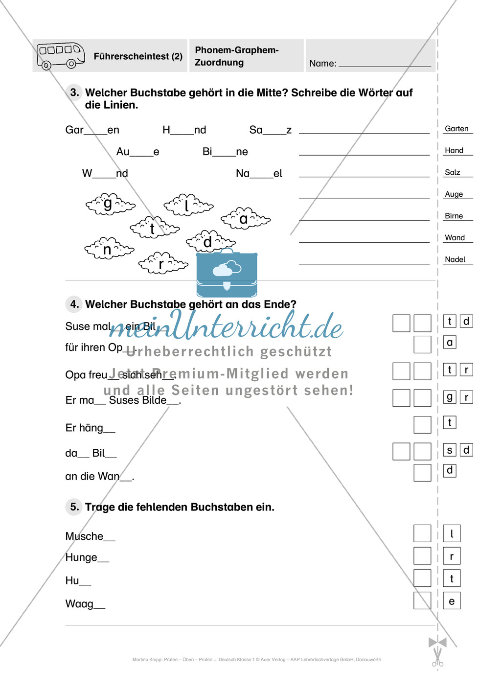 Führerschein Phonem-Graphem-Zuordnung: Vorwort, Führerschein, Übungen und Tests Preview 16