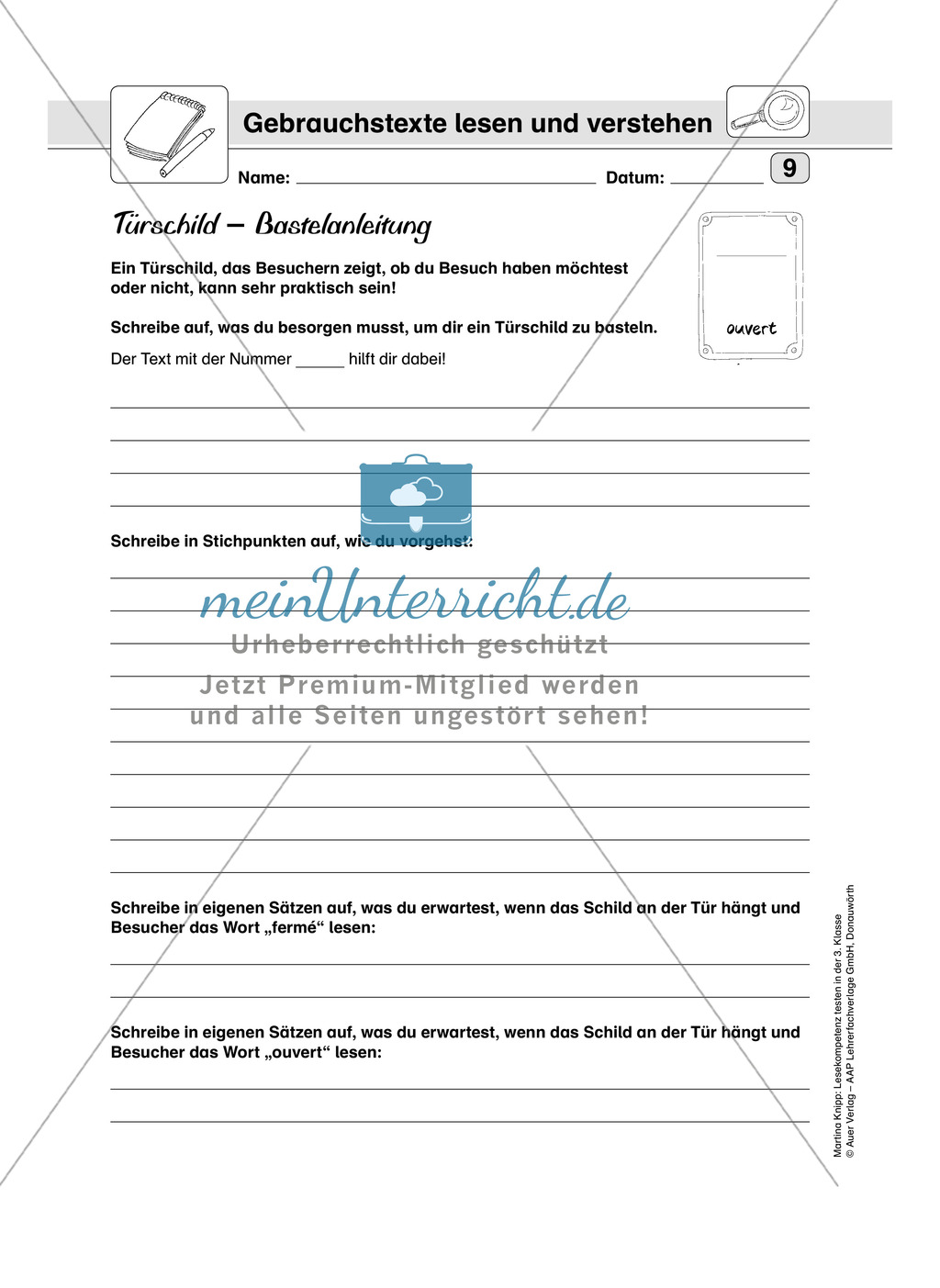 Lesekompetenz testen: Gebrauchstexte: Hinweise für die Lehrer, Übungen und Lösungen Preview 10