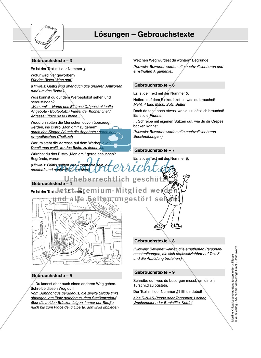 Lesekompetenz testen: Gebrauchstexte: Hinweise für die Lehrer, Übungen und Lösungen Preview 14