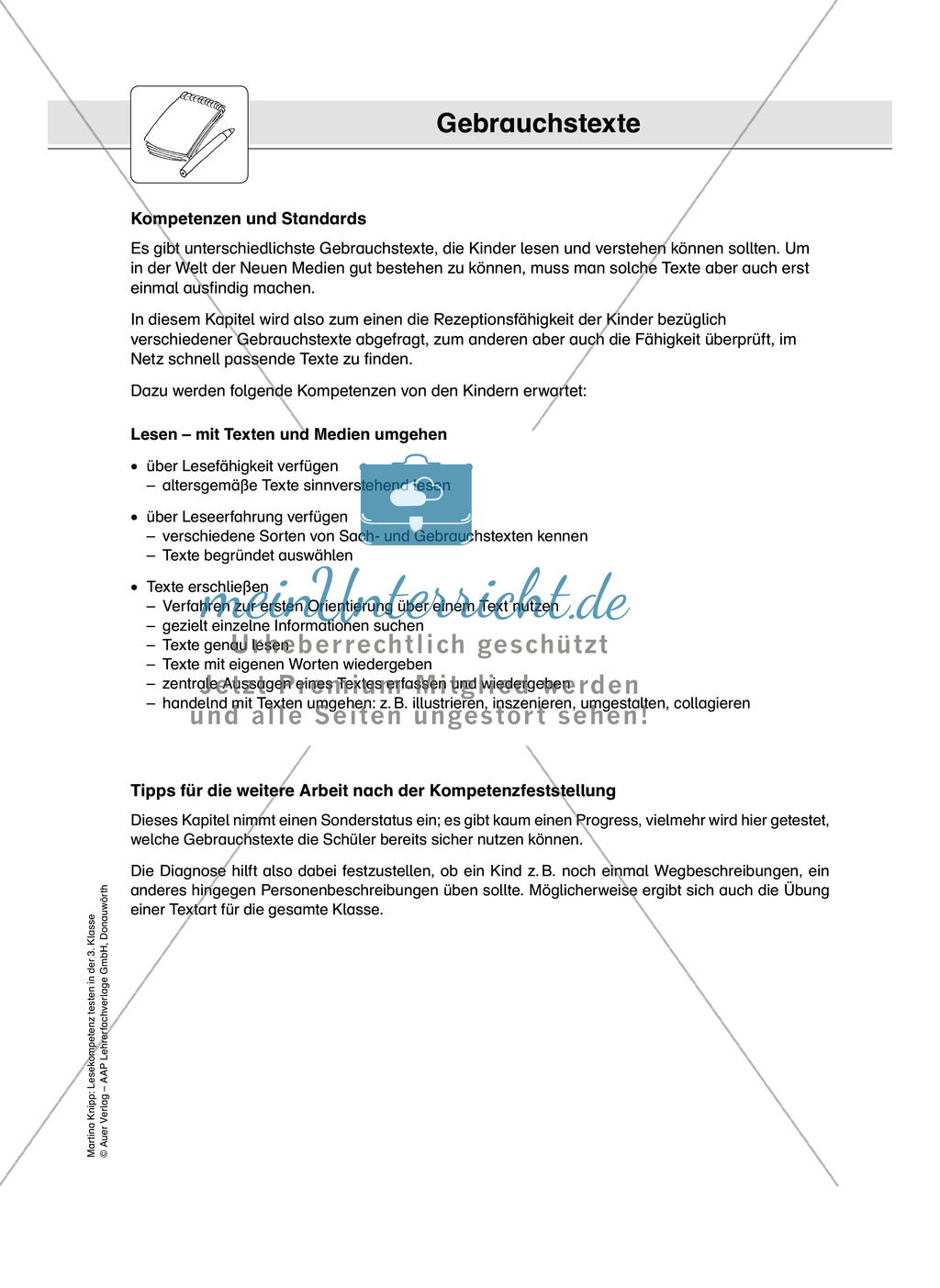Lesekompetenz testen: Gebrauchstexte: Hinweise für die Lehrer, Übungen und Lösungen Preview 1