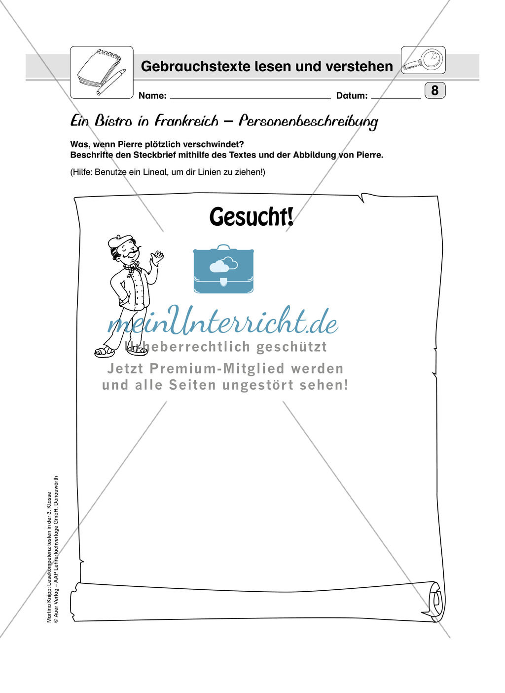 Lesekompetenz testen: Gebrauchstexte: Hinweise für die Lehrer, Übungen und Lösungen Preview 9