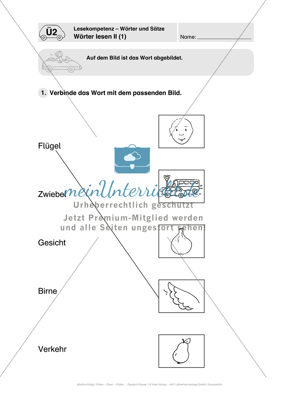Lesekompetenz - Wörter und Sätze: Vorwort, Führerschein, Übungen und Tests Preview 10