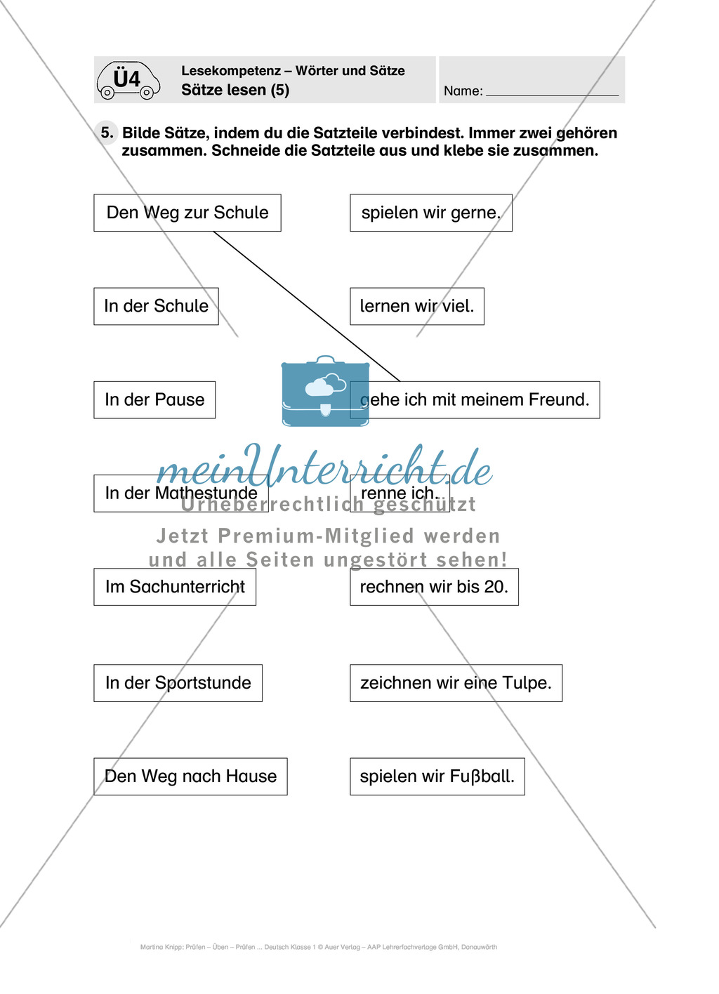 Lesekompetenz - Wörter und Sätze: Vorwort, Führerschein, Übungen und Tests Preview 19
