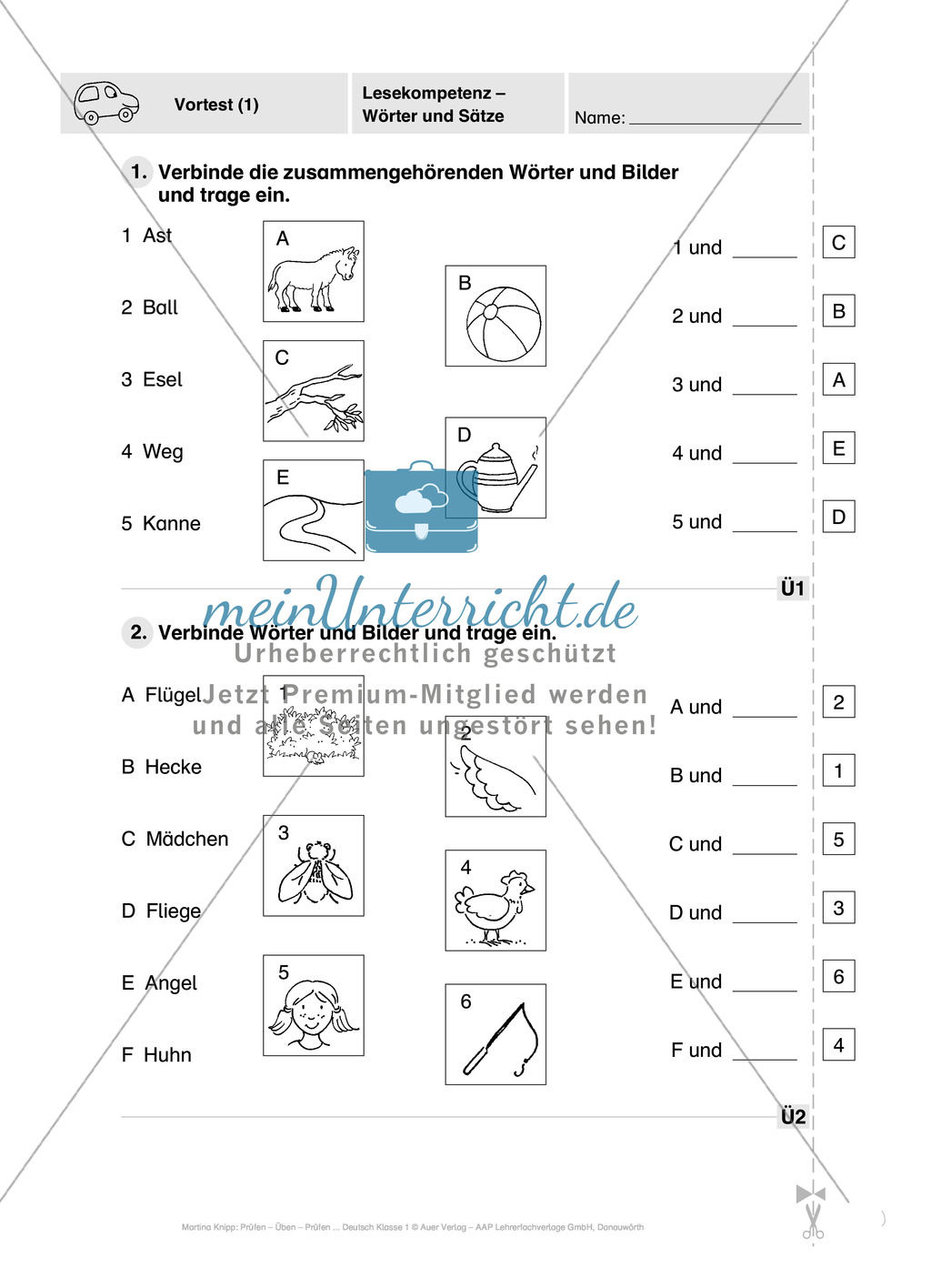 Lesekompetenz - Wörter und Sätze: Vorwort, Führerschein, Übungen und Tests Preview 5