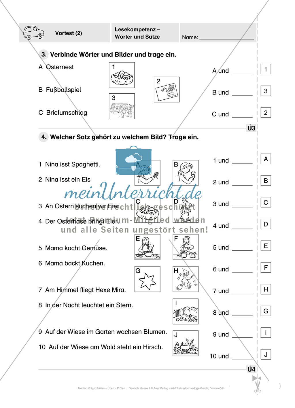 Lesekompetenz - Wörter und Sätze: Vorwort, Führerschein, Übungen und Tests Preview 6