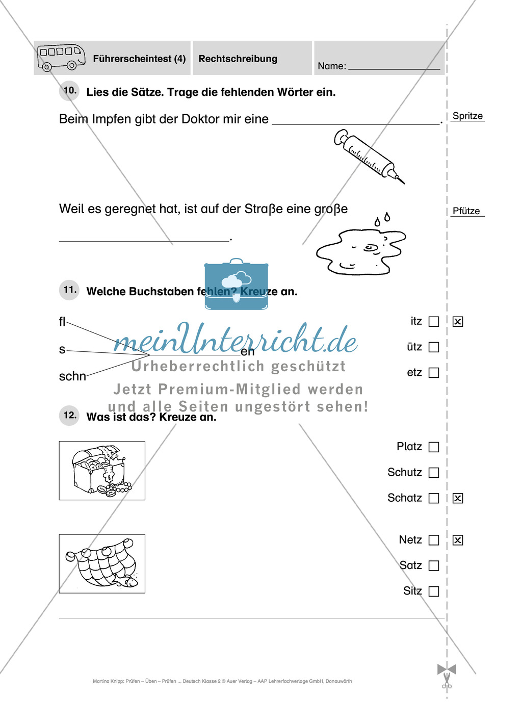 Rechtschreibung: Führerschein (Vortest, Testaufgaben, Führerschein-Vorlage) Preview 10