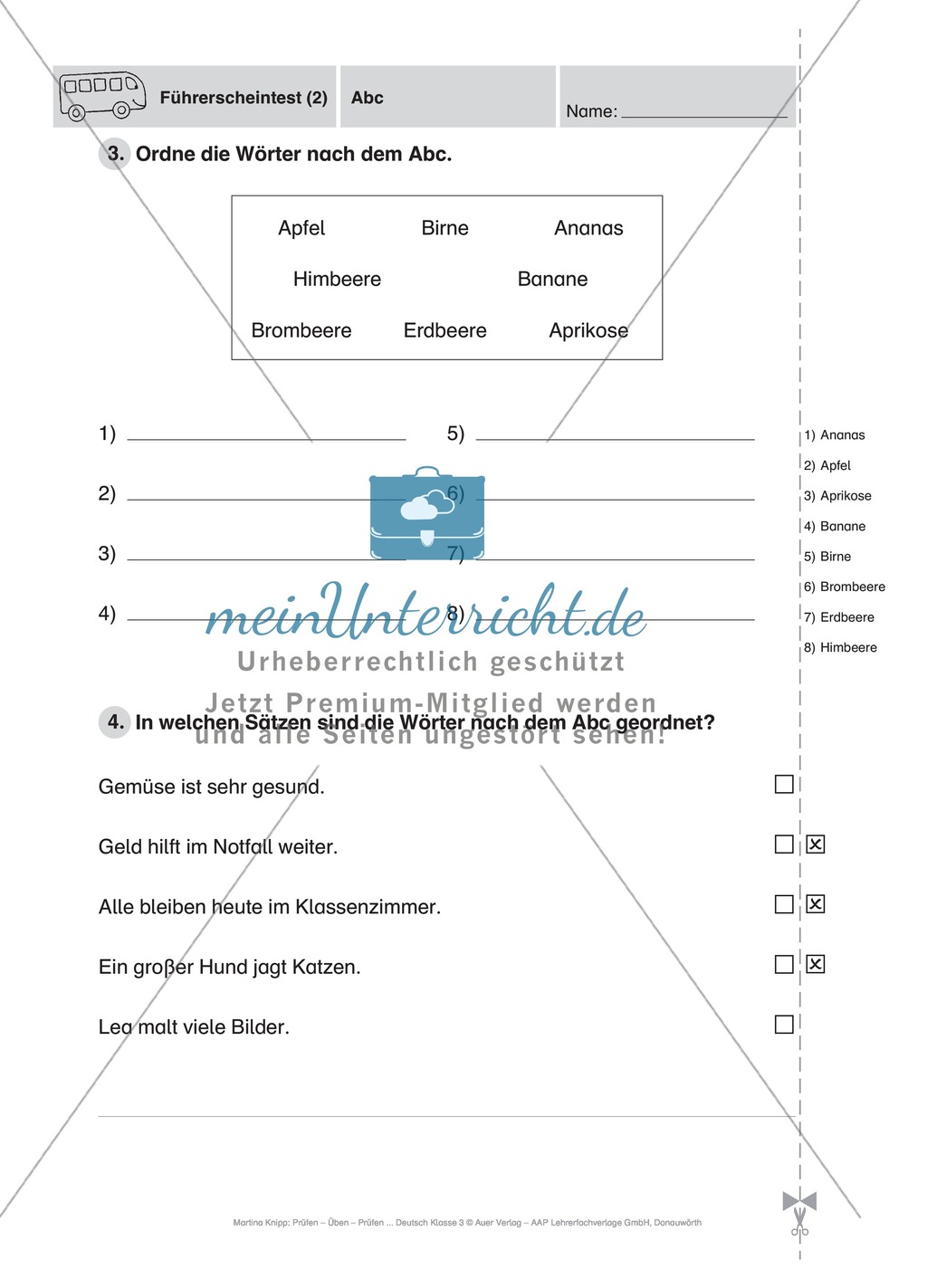 Das Alphabet: Führerschein-Testaufgaben Preview 2