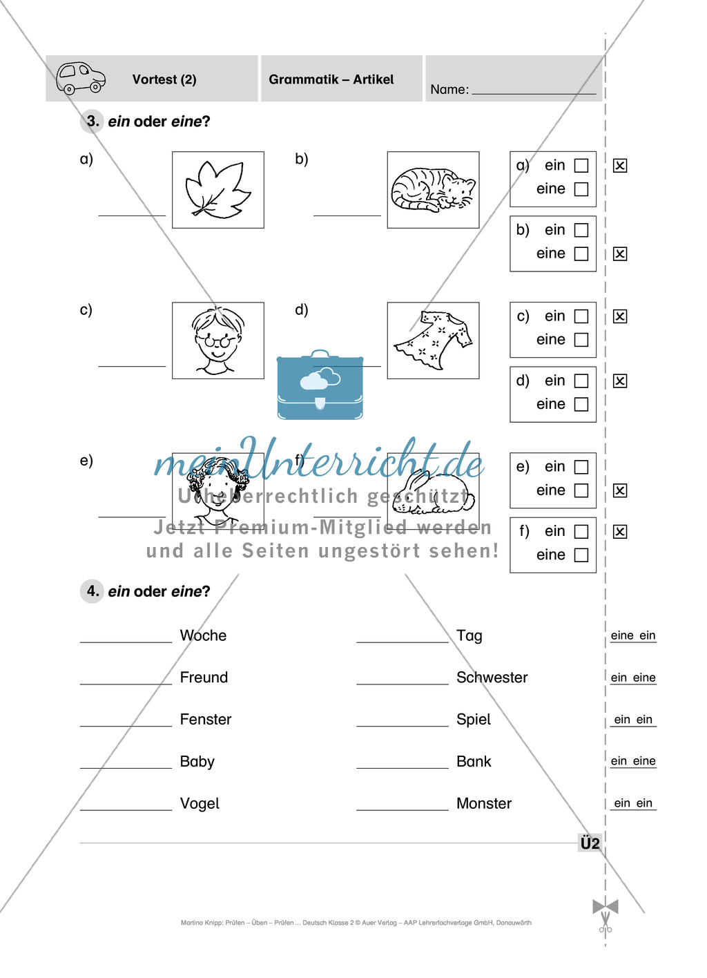 Grammatik, Artikel: Vortest zum Führerschein Preview 2