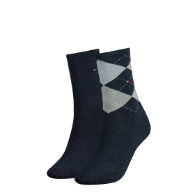 TH WOMEN CHECK SOCK 2P