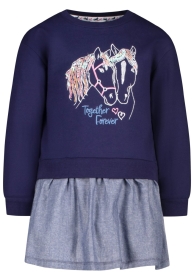 Sweatkleid mit Chambray-Rock und Pf