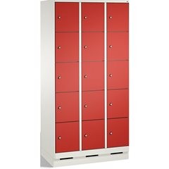 EVOLO Fächerschrank, mit Sockel, 3 Abteile, je 5 Fächer, Abteilbreite 300 mm, ve