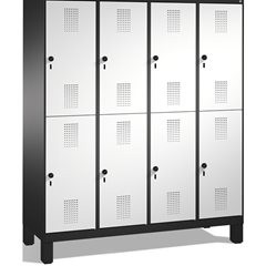 EVOLO Garderobenschrank, doppelstöckig, mit Füßen, 4 Abteile, je 2 Fächer, Abtei