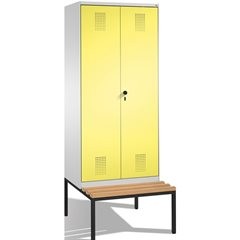 EVOLO Garderobenschrank, zueinander schlagende Türen, mit Sitzbank, 2 Abteile, A