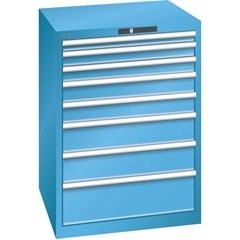 Schubladenschrank, 8 Schubladen, BxTxH 717 x 725 x 1000 mm, lichtgrau.