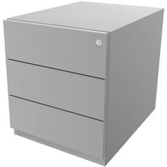 Rollcontainer Note™, mit 3 Universalschubladen, HxBxT 495 x 420 x 565 mm, mit Griffleiste, lichtgrau
