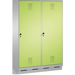 EVOLO Garderobenschrank, Tür über 2 Abteile, mit Sockel, 4 Abteile, 2 Türen, Abt